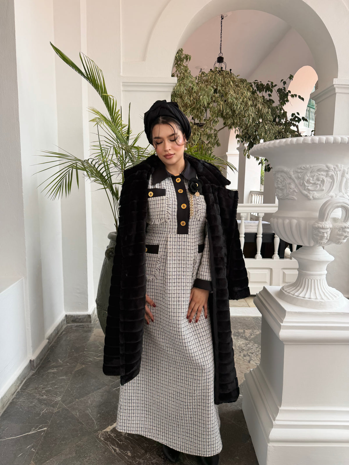⚜️Ensemble ROYAL MONTAIGNE ⚜️Robe & Manteau Fourrure
