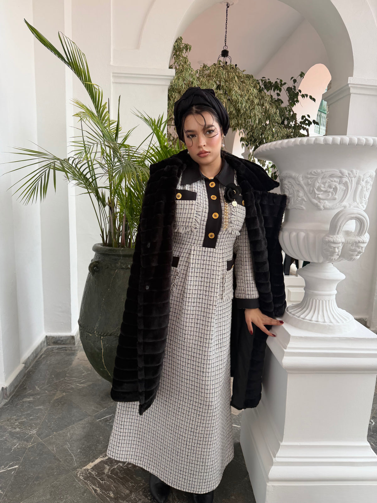 ⚜️Ensemble ROYAL MONTAIGNE ⚜️Robe & Manteau Fourrure